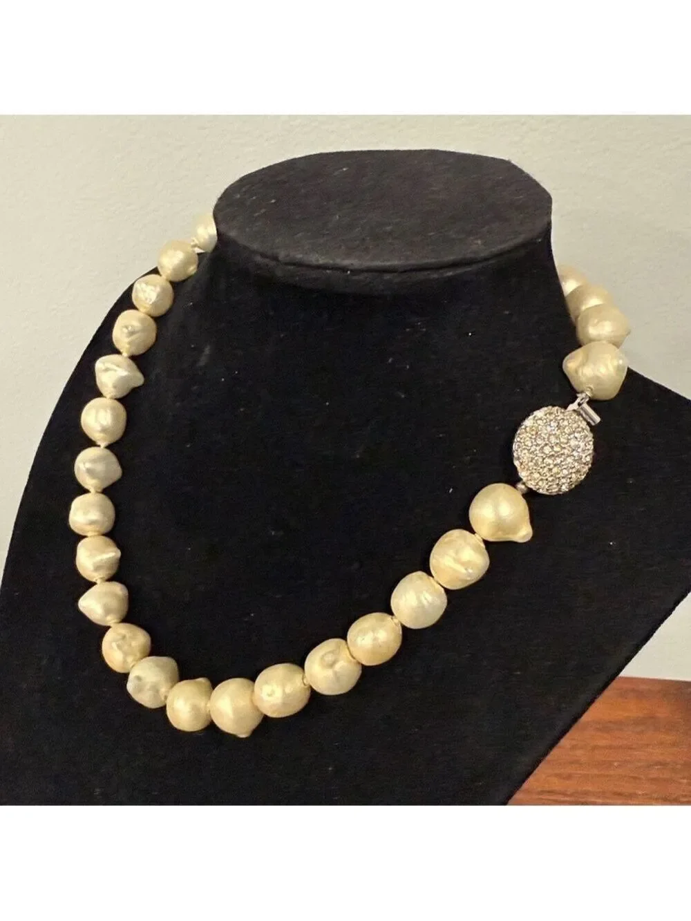 Les Bernard Champagne Faux Baroque Large Pearl Necklace